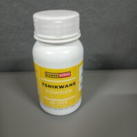 A bottle of pure Tshikwane Powder Capsules from Seamoss Africa, used for nutritional support, antioxidant defense, and energy boosting.