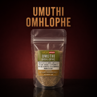A bottle of Umuthi Omhlophe from Seamoss Africa, used for traditional spiritual luck, charm, and respect