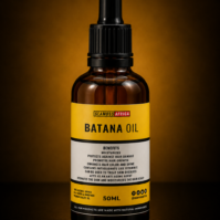 A bottle of premium Batana Oil from Seamoss Africa, a natural remedy for hair growth, skin repair, and anti-aging.