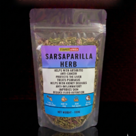 A 100g pack of premium Sarsaparilla Herb from Seamoss Africa, used for blood purification and skin health