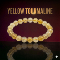 A bracelet of Yellow Tourmaline stones from Seamoss Africa, used for personal power and manifestation.