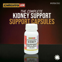 A bottle of pure Kidney Support Capsules from Seamoss Africa, used for kidney health, filtration support, and detoxification