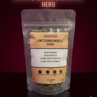 A bottle of pure Untsukumbili Herb from Seamoss Africa, used for traditional wellness support.