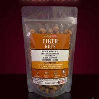 A 100g pack of premium Tiger Nuts from Seamoss Africa, a gut-healthy superfood.