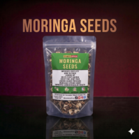 A bottle of pure Moringa Seeds from Seamoss Africa, used for nutritional support and holistic wellness