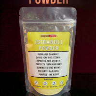 A 100g pack of Isibabuli herbal remedy from Seamoss Africa, used for skin, hair, and internal purification.
