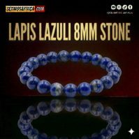 A Lapis Lazuli 8mm Stone from Seamoss Africa, used for spiritual growth, meditation, and enhancing throat chakra communication.