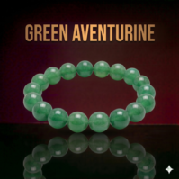 A bracelet of Green Aventurine stones from Seamoss Africa, used for prosperity, luck, and emotional healing.