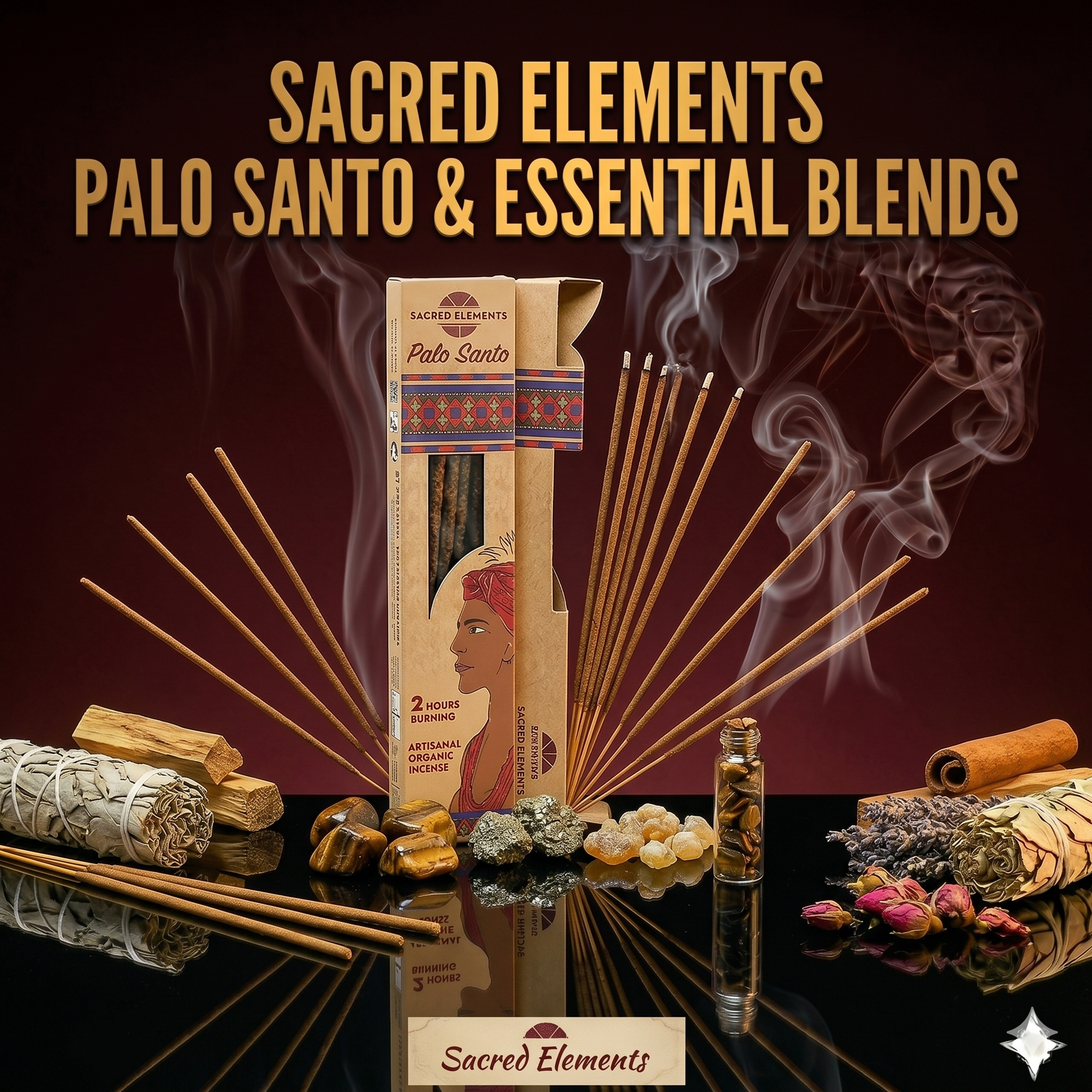 A box of Palo Santo Incense Sticks from Seamoss Africa, used for spiritual cleansing, stress relief, and meditation.