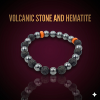 A Volcanic Stone and Hematite bracelet from Seamoss Africa, used for grounding and protection.