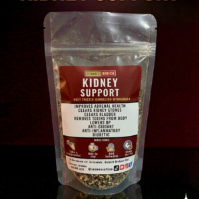 A 100g pack of Kidney Support herbal blend from Seamoss Africa, used for kidney health and toxin removal
