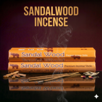 A pack of Sandalwood Incense from Seamoss Africa, used for deep relaxation and spiritual grounding.