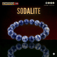 A polished Sodalite stone from Seamoss Africa, used for truth, communication, and mental clarity.