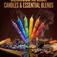 A pack of 6 colorful ritual candles from Seamoss Africa, perfect for prayer, meditation, and spiritual practice.