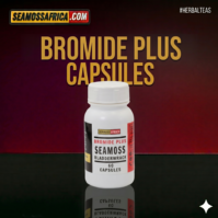 A bottle of pure Bromide 60 Capsules from Seamoss Africa, used for targeted wellness support.