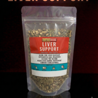 A 100g pack of Liver Support herbal blend (Milk Thistle & Dandelion) from Seamoss Africa, used for detox and blood purification.