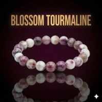 Natural Blossom Tourmaline beads from Seamoss Africa, used for emotional healing, compassion, and self-love.
