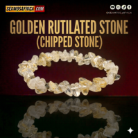 A polished Golden Rutilated Stone from Seamoss Africa, used for intuition, prosperity, and mental clarity.