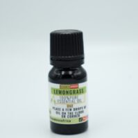 A bottle of pure Lemongrass Essential Oil from Seamoss Africa, used for aromatherapy and natural home cleaning