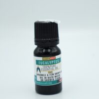 A bottle of pure Eucalyptus Essential Oil 10ml from Seamoss Africa, used for aromatherapy, respiratory support, and muscle relief.