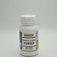 A bottle of pure Parasite Cleanse Powder Capsules from Seamoss Africa, used for digestive detox and gut health