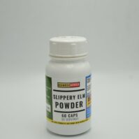 "A bottle of pure Slippery Elm Powder 60 Capsules from Seamoss Africa, used for digestive soothing, gut health, and internal comfort
