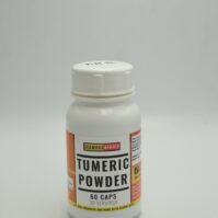 A bottle of pure Turmeric Powder 60 Capsules from Seamoss Africa, used for joint support, inflammation reduction, and natural pain relief