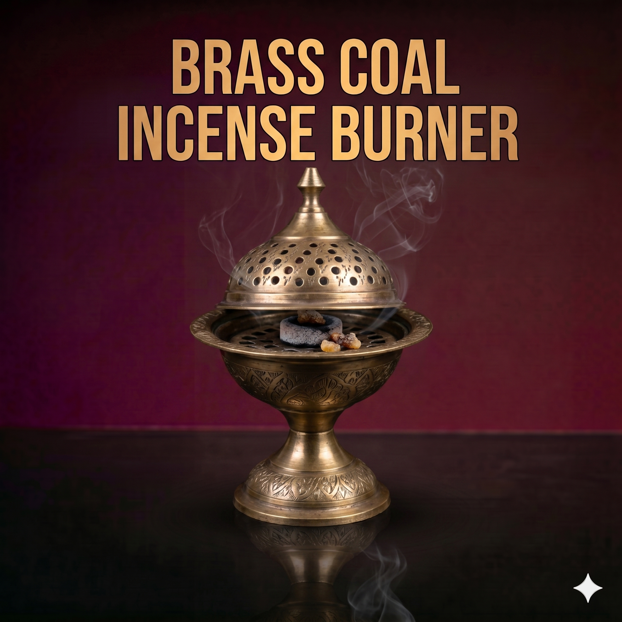 A durable Brass Coal Incense Burner from Seamoss Africa, ideal for safely burning resins and bakhoor.