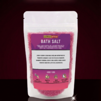 A bottle of pure Bath Salt 200g from Seamoss Africa, used for muscle relaxation and skin rejuvenation.