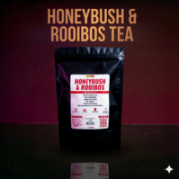 A box of Honeybush Rooibos tea bags from Seamoss Africa, displaying a premium herbal tea blend 2026