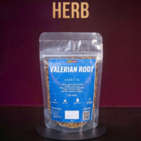 A 50g pack of premium Valerian Root from Seamoss Africa, used for sleep support and anxiety relief.