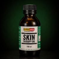 premium bottle of Skin Therapy Oil 100ml from Seamoss Africa, a natural blend for hydration and herbal skin support.