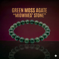 A high-quality Green Moss Agate Midwives Stone from Seamoss Africa, used for grounding and emotional support