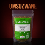A bottle of pure Umsuzwane from Seamoss Africa, used for respiratory wellness, natural immune fortification, and traditional aromatic clearing.