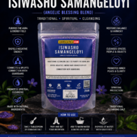 A bottle of pure Isiwasho Samangeloyi from Seamoss Africa, used for aura purification, traditional spiritual cleansing, and dispelling negative energy.