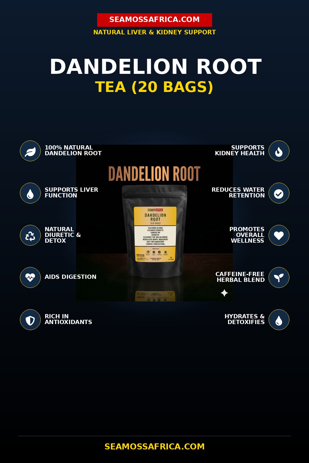 Dandelion Tea Bags - cleanse and detox product from Sea Moss Africa